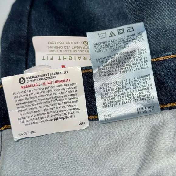 Wrangler men's jeans 32x33 . Dark wash, blue, straight fit, cotton, 5 pocket - Picture 8 of 9
